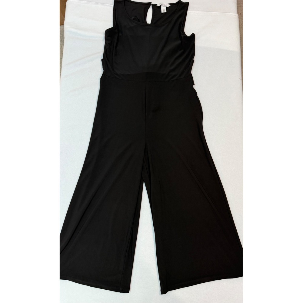 WHBM Black Sleeveless Tie Waist Wide Leg Culotte Jumpsuit Small